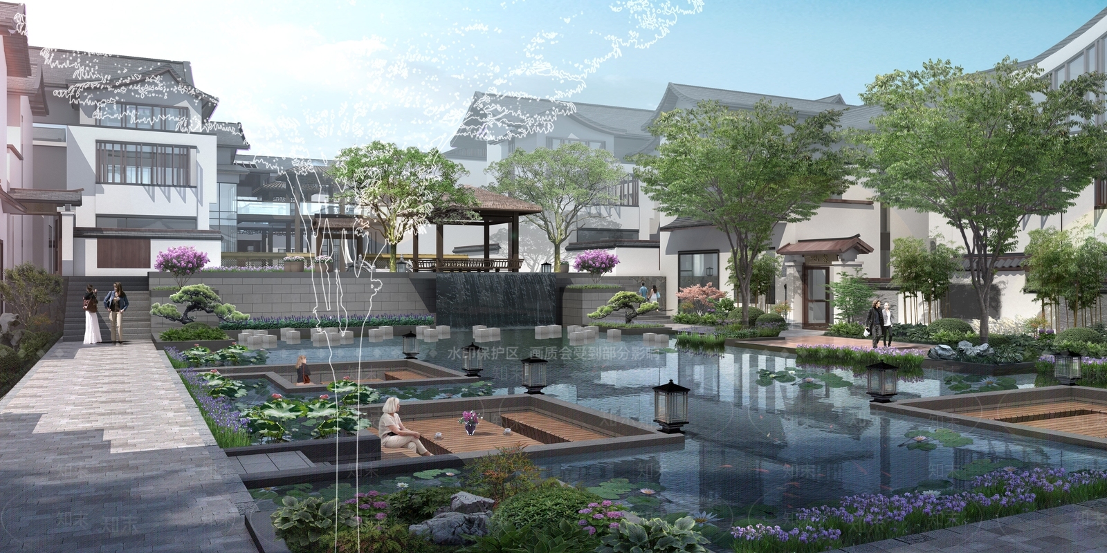 新中式养老度假区SU模型下载【ID:1145402825】