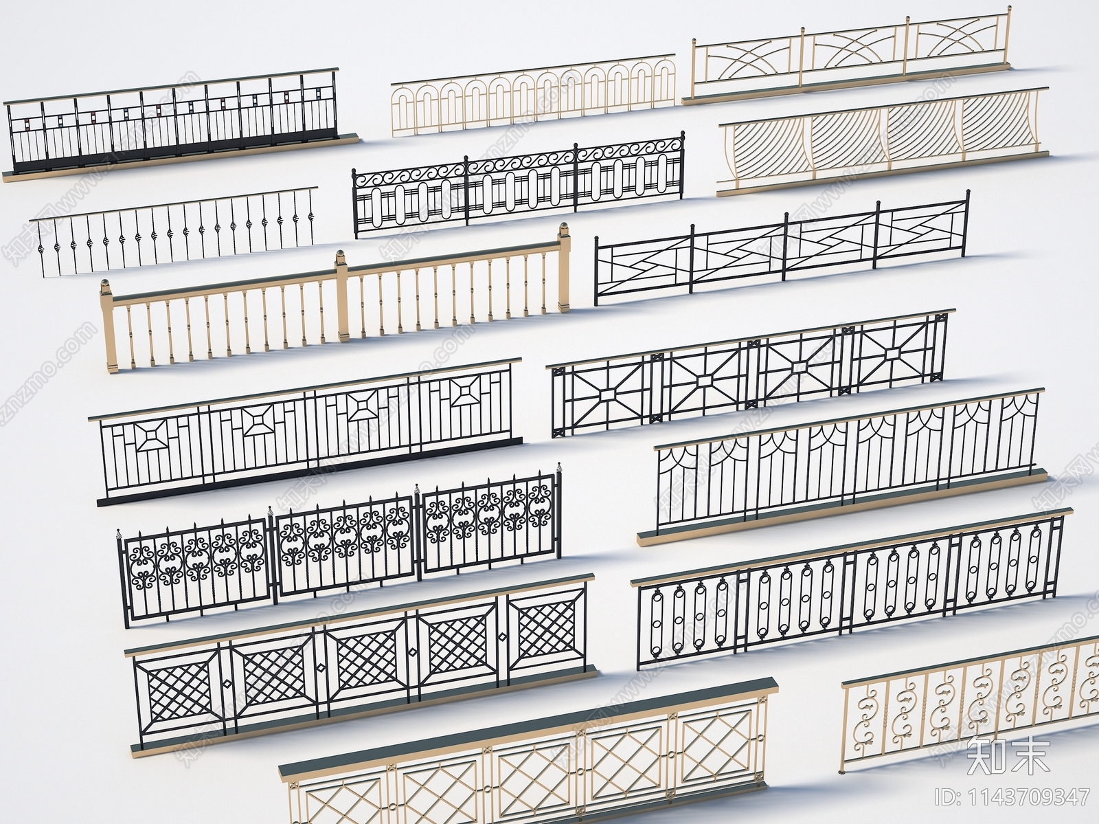 栏杆护栏空调栏杆3D模型下载【ID:1143709347】