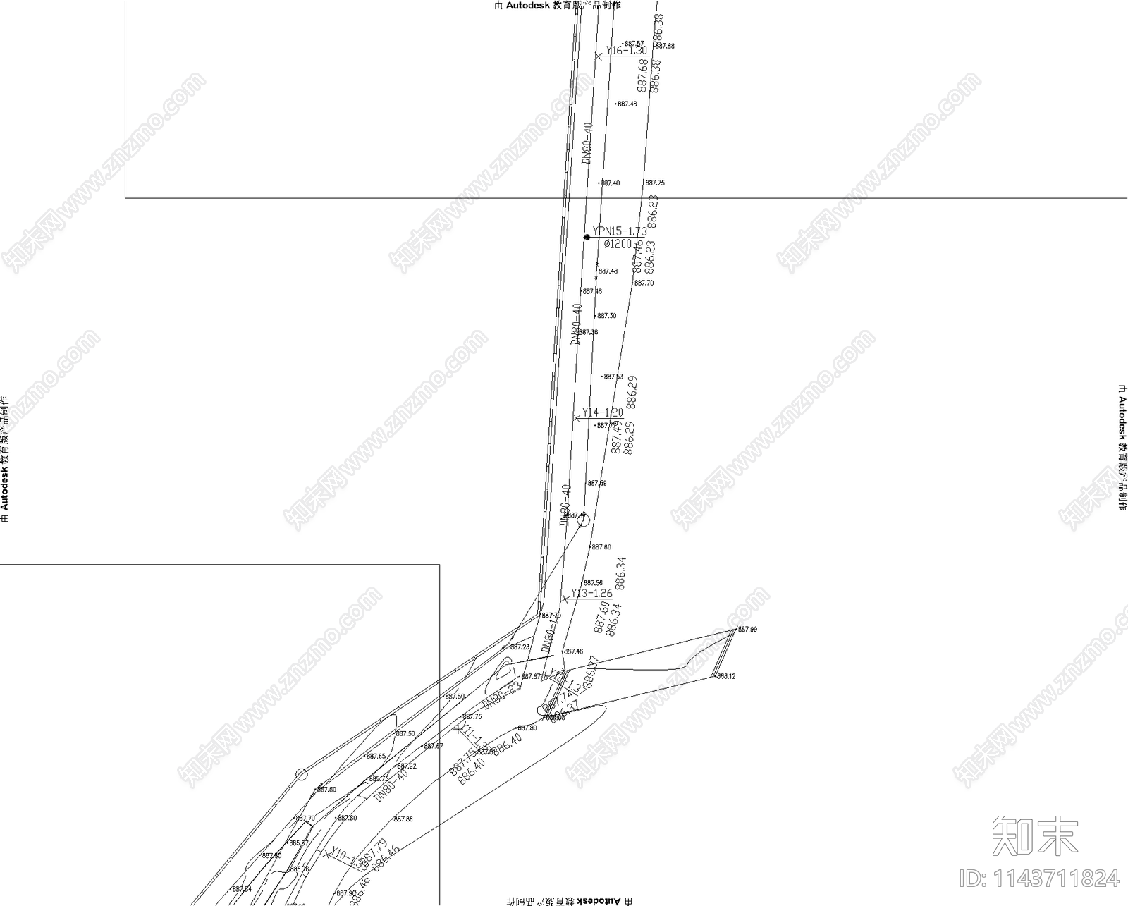 屠宰场生活污水管网cad施工图下载【ID:1143711824】