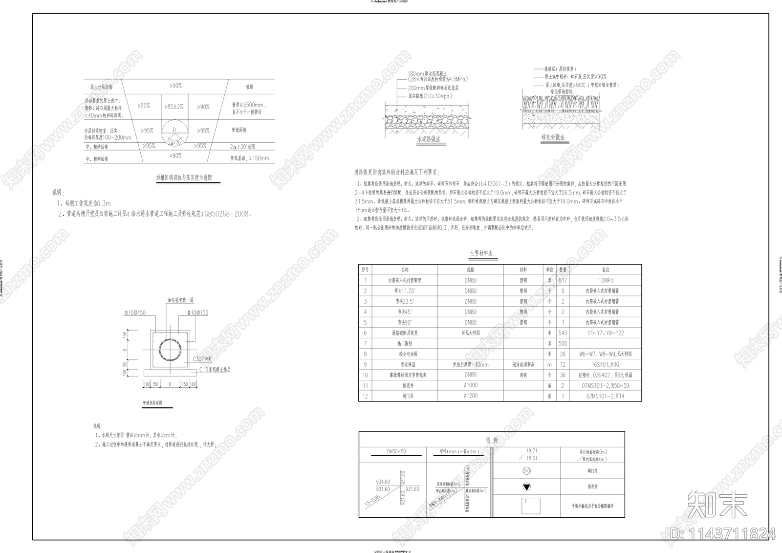 屠宰场生活污水管网cad施工图下载【ID:1143711824】