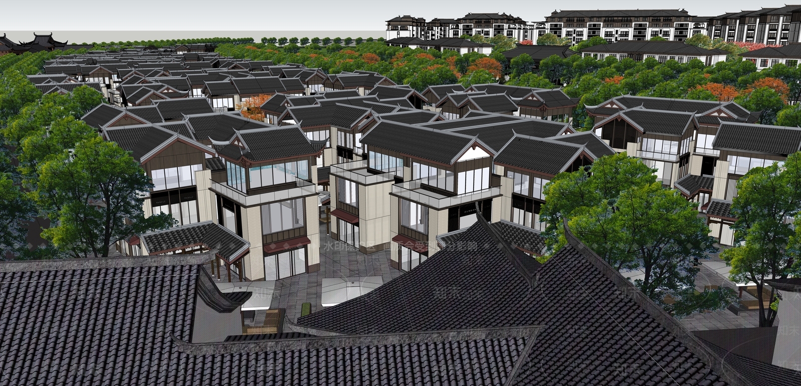中式云南彝族风格建筑SU模型下载【ID:1143718483】