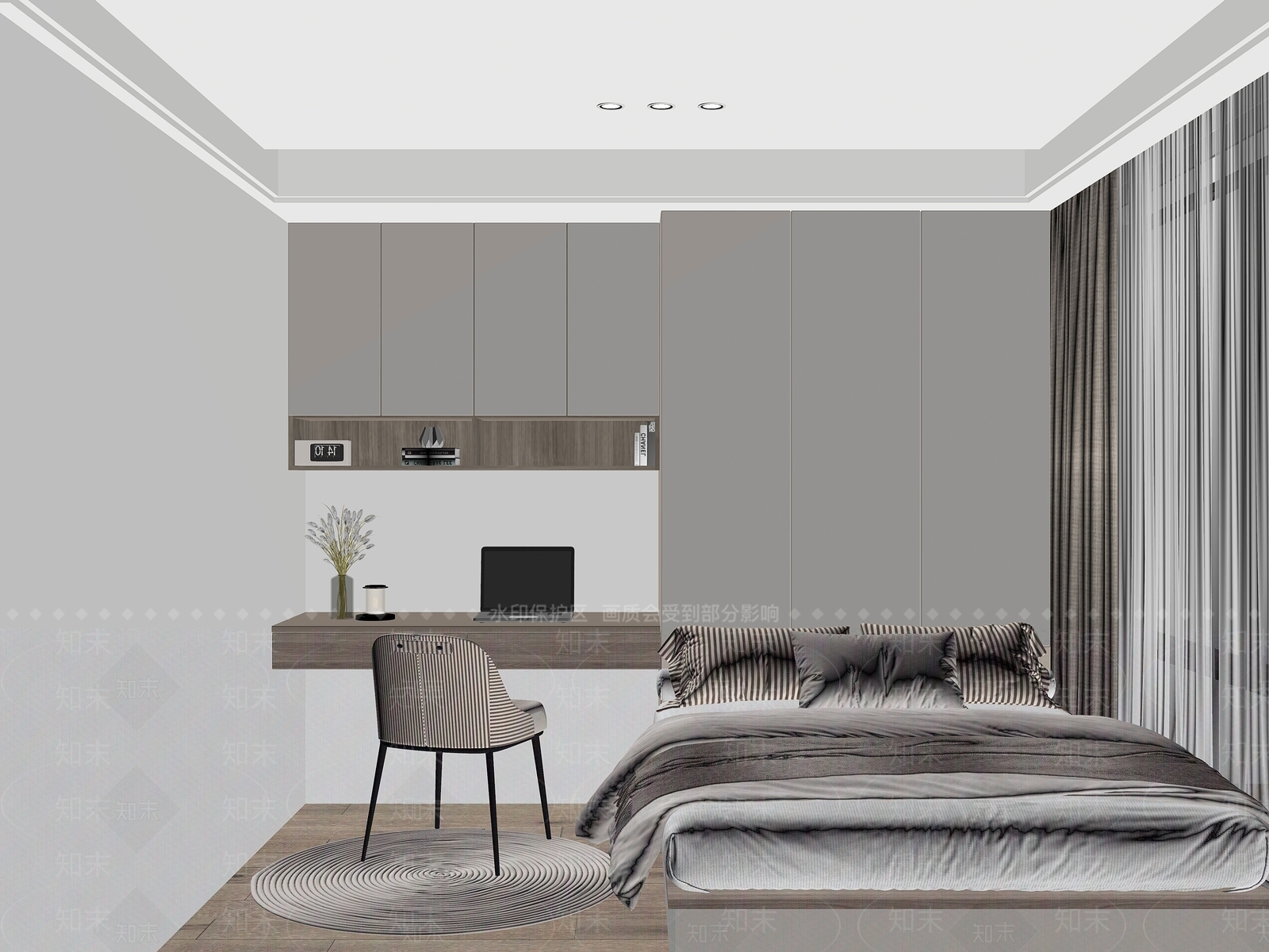 现代榻榻米卧室SU模型下载【ID:1143716354】