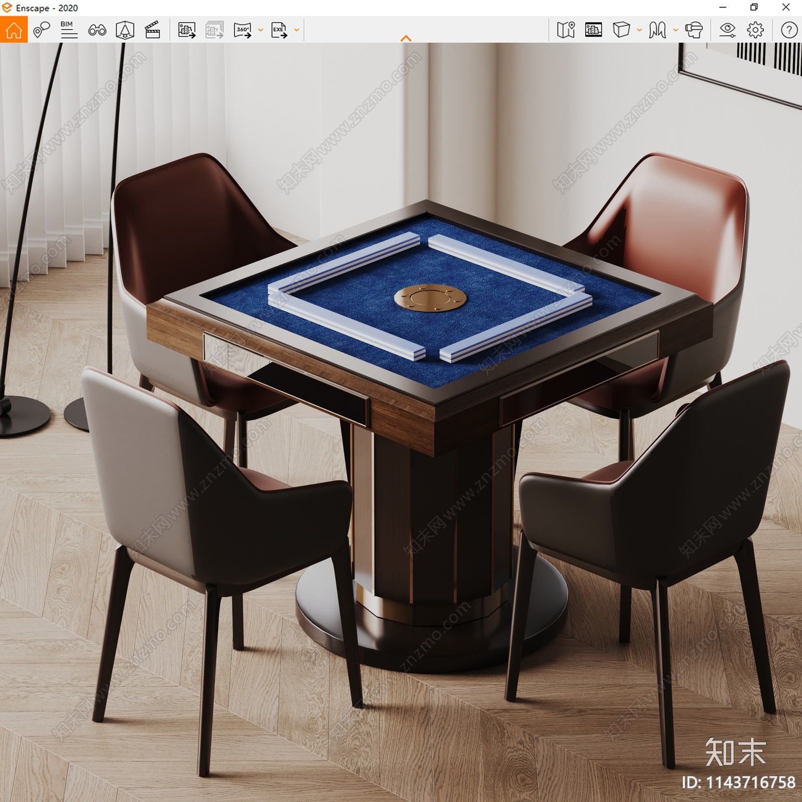 麻将桌椅SU模型下载【ID:1143716758】