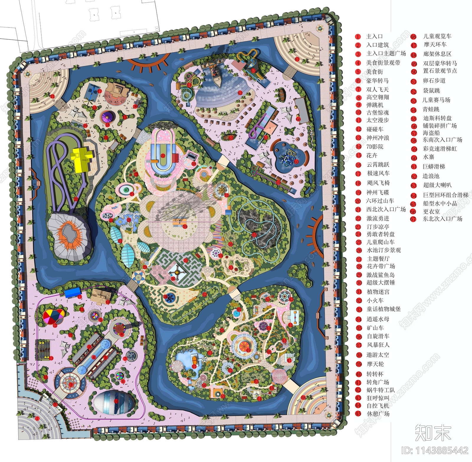 主题乐园平面图cad施工图下载【ID:1143885442】