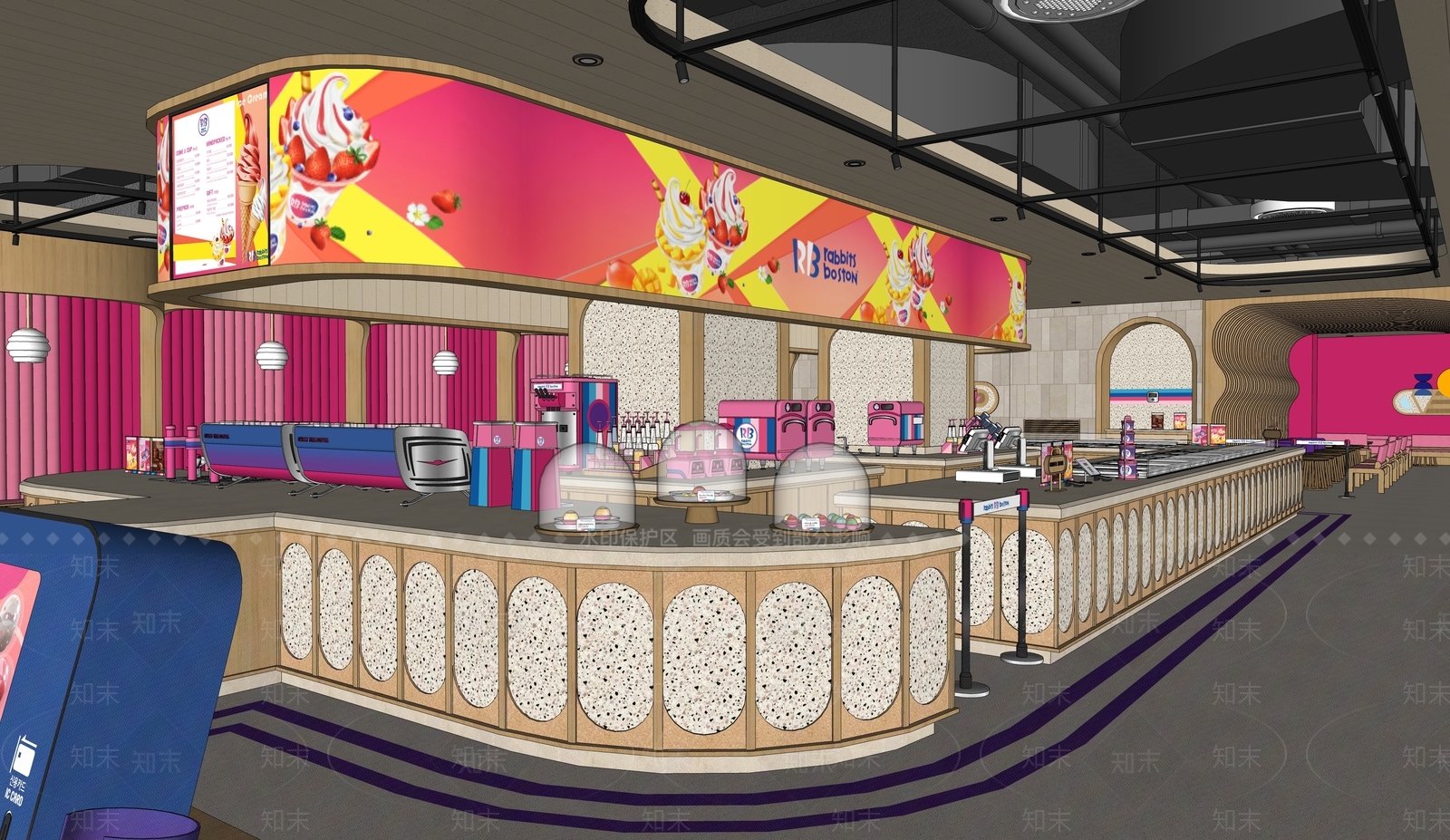 现代甜品冰淇淋店铺SU模型下载【ID:1143718751】