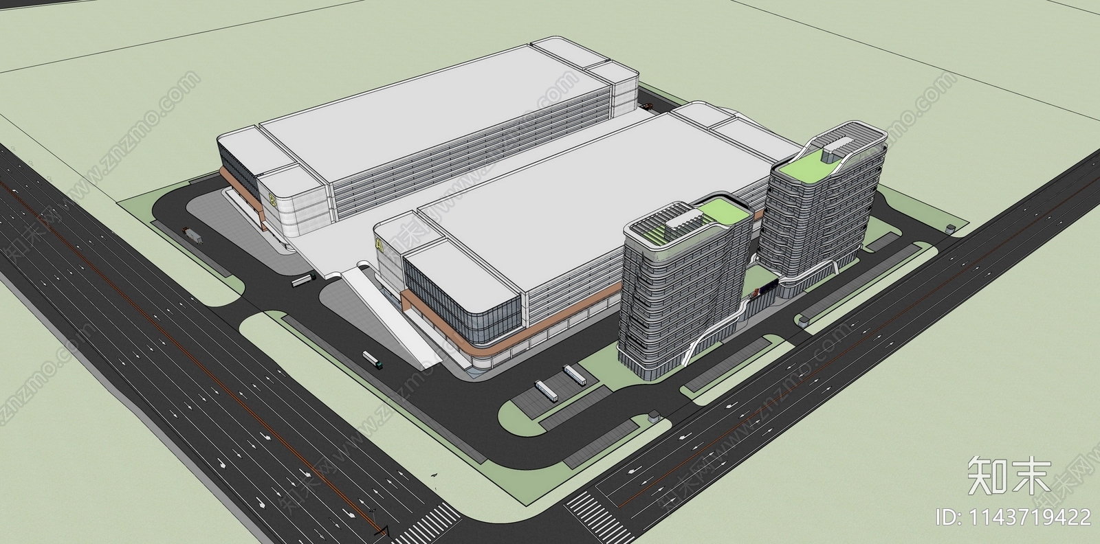 现代风格物流产业园SU模型下载【ID:1143719422】