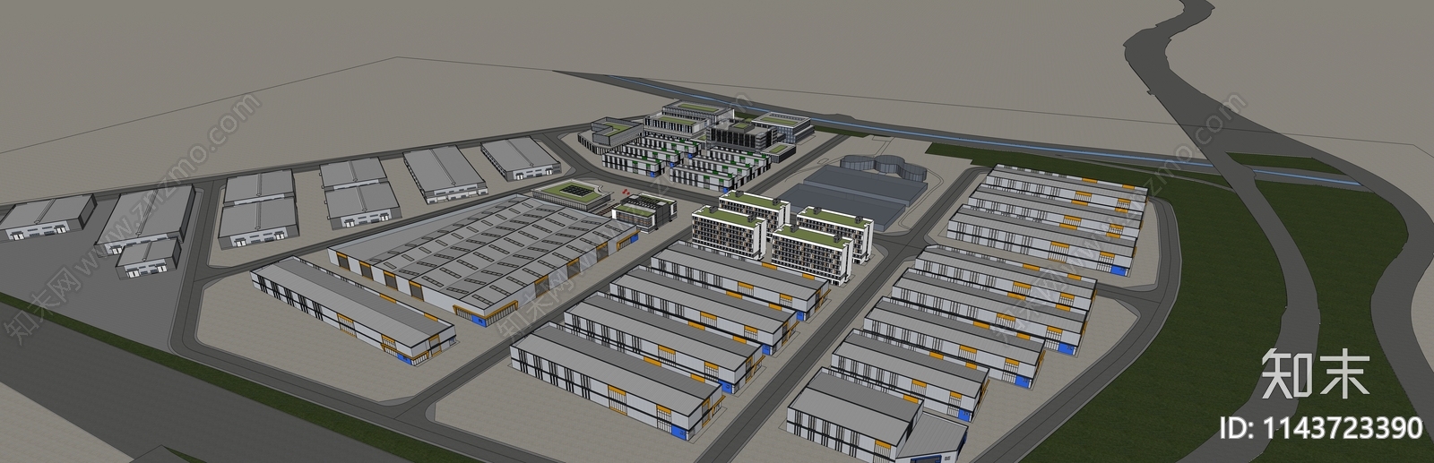 现代工业园区规划SU模型下载【ID:1143723390】