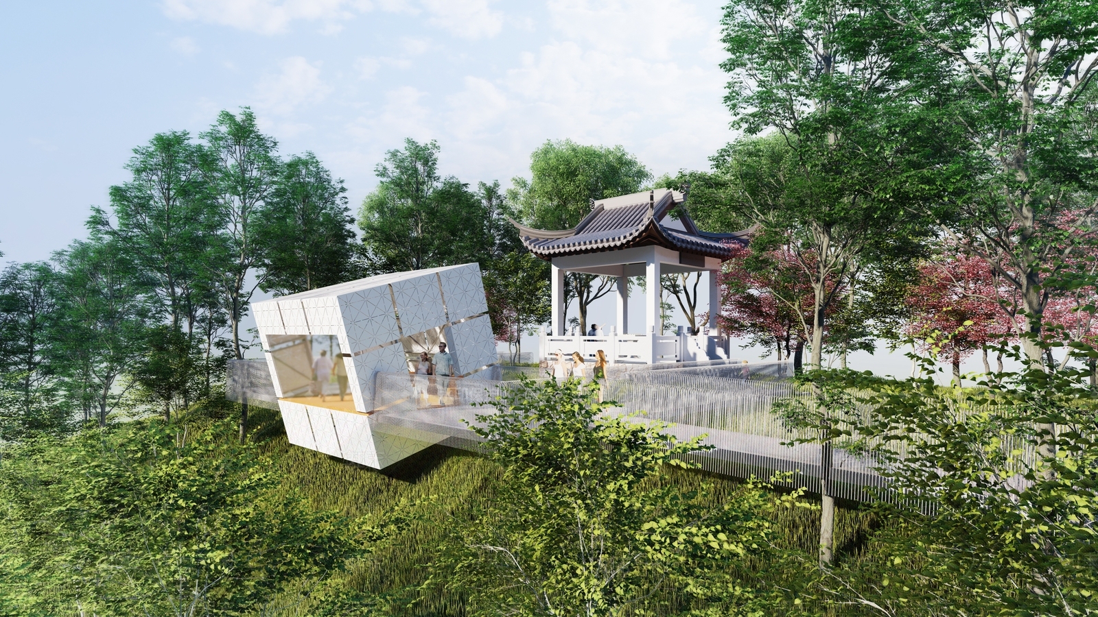 现代公园观景台SU模型下载【ID:1143818906】