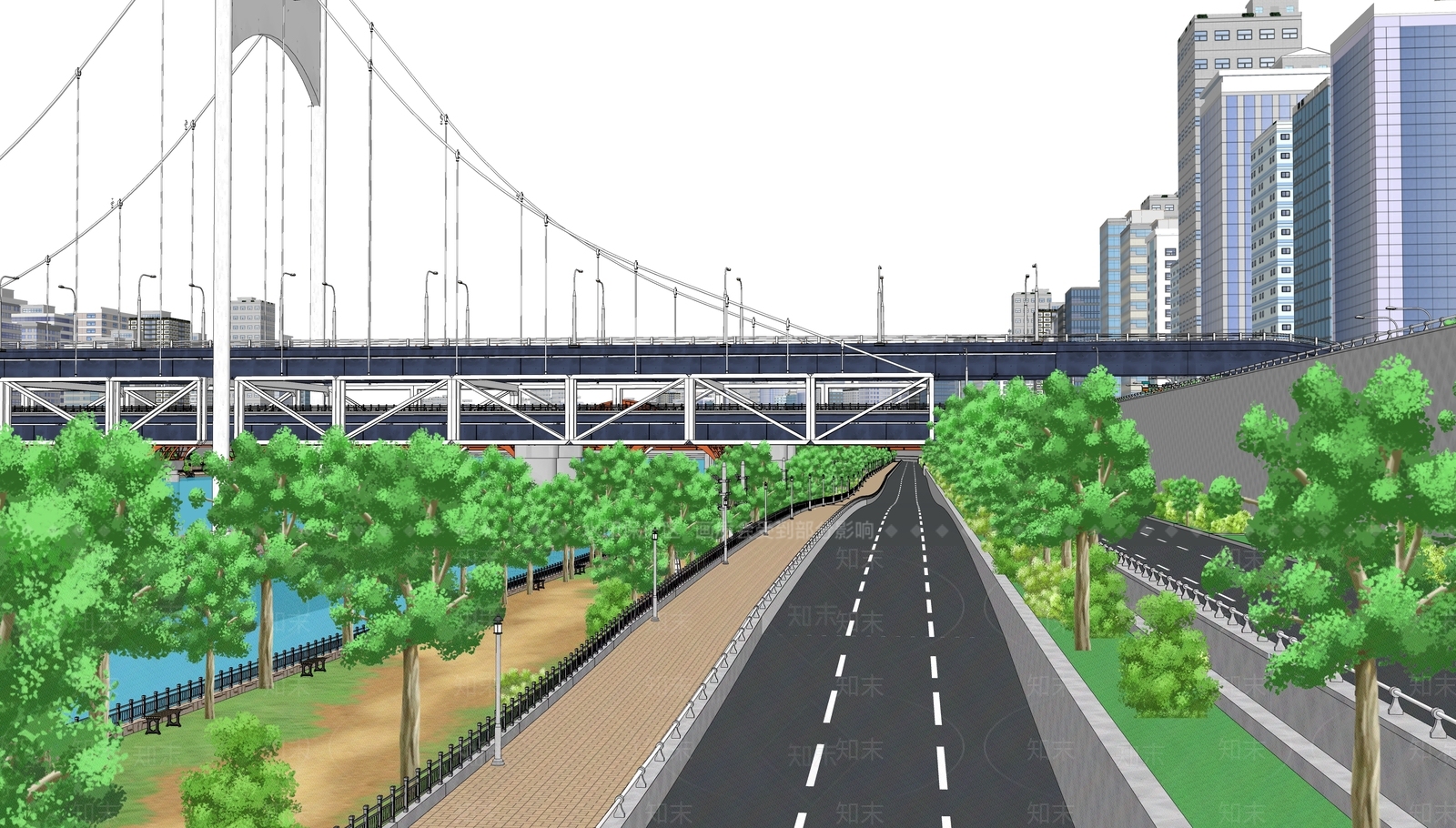 现代桥梁公路SU模型下载【ID:1143727803】