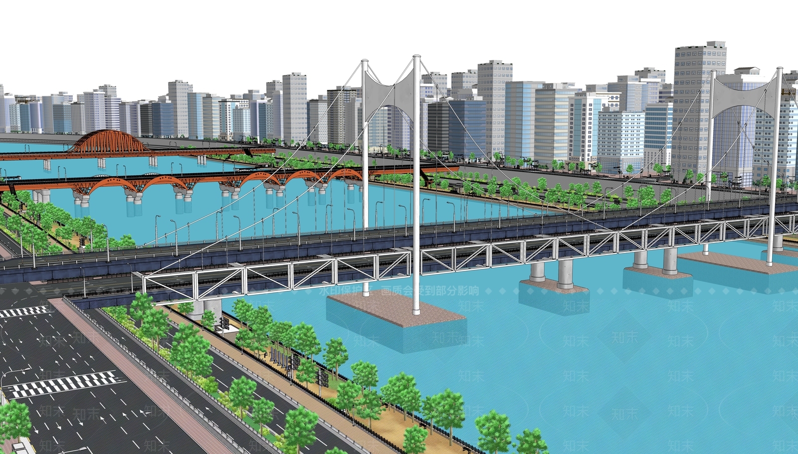 现代桥梁公路SU模型下载【ID:1143727803】