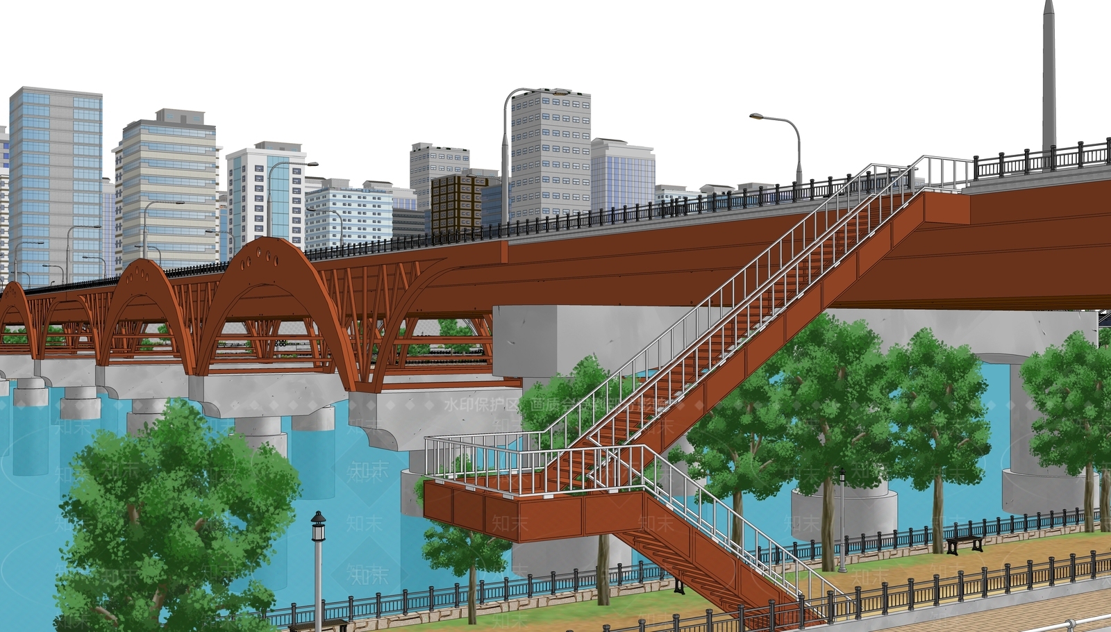 现代桥梁公路SU模型下载【ID:1143727803】