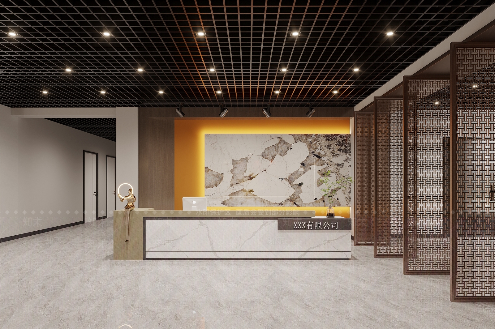 现代大厅前台模型3D模型下载【ID:1143727802】