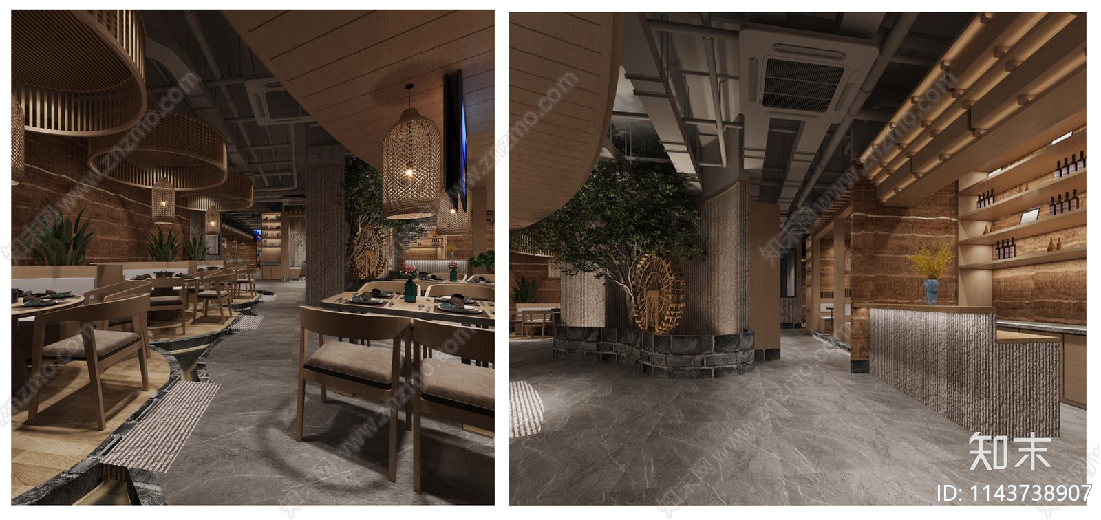 餐厅室内装修cad施工图下载【ID:1143738907】