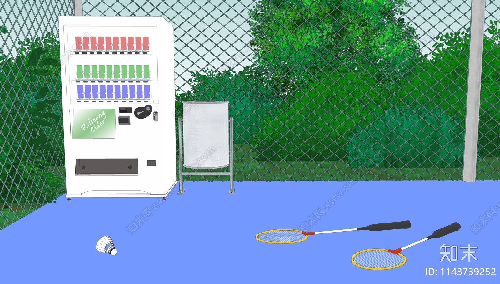 现代露天羽毛球场SU模型下载【ID:1143739252】