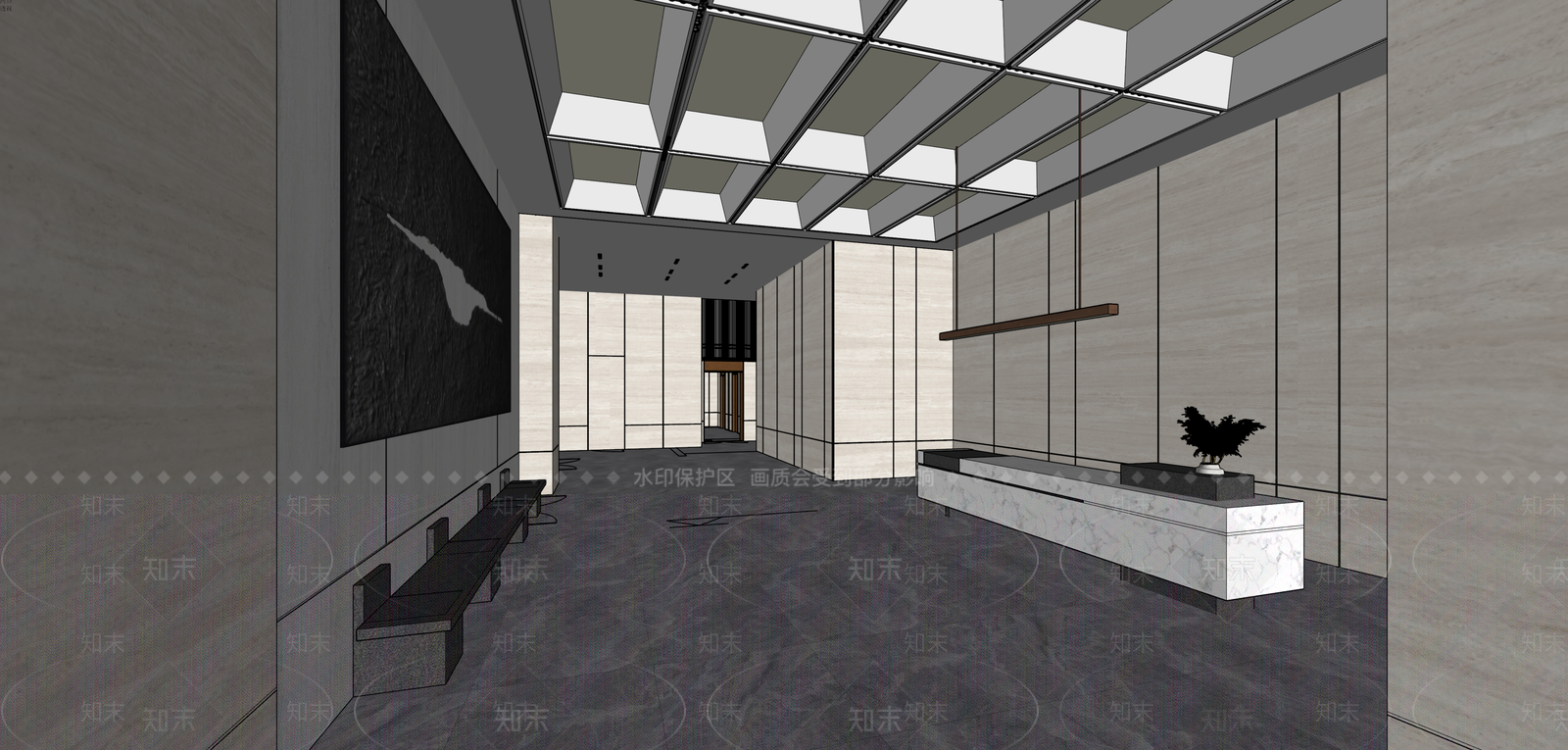 现代公司大堂SU模型下载【ID:1143749166】