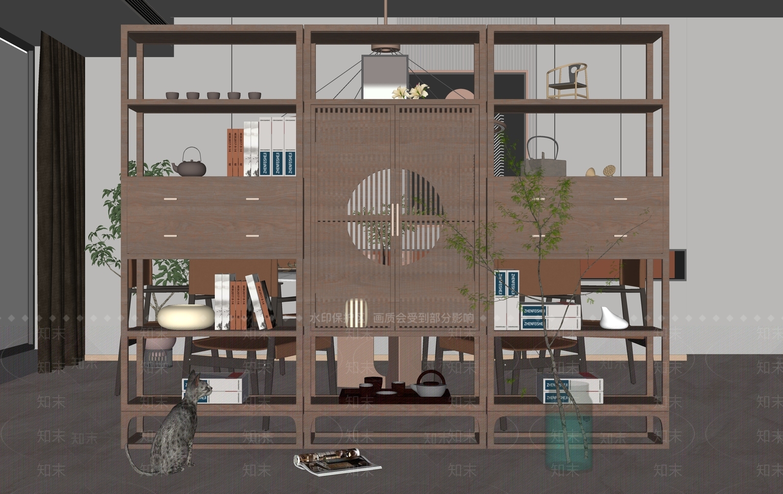 新中式博古架SU模型下载【ID:1143750373】