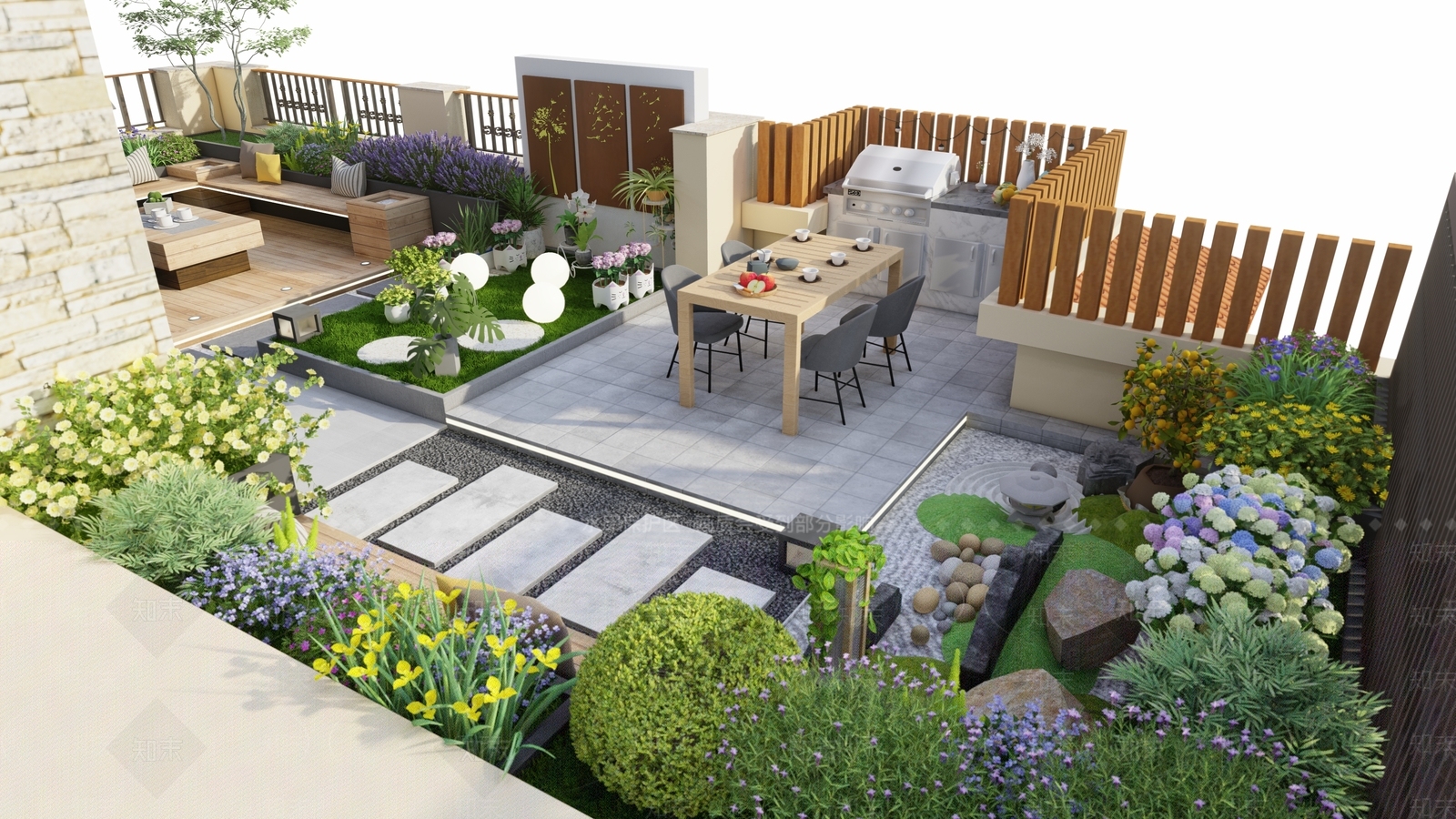 现代屋顶花园SU模型下载【ID:1143754424】