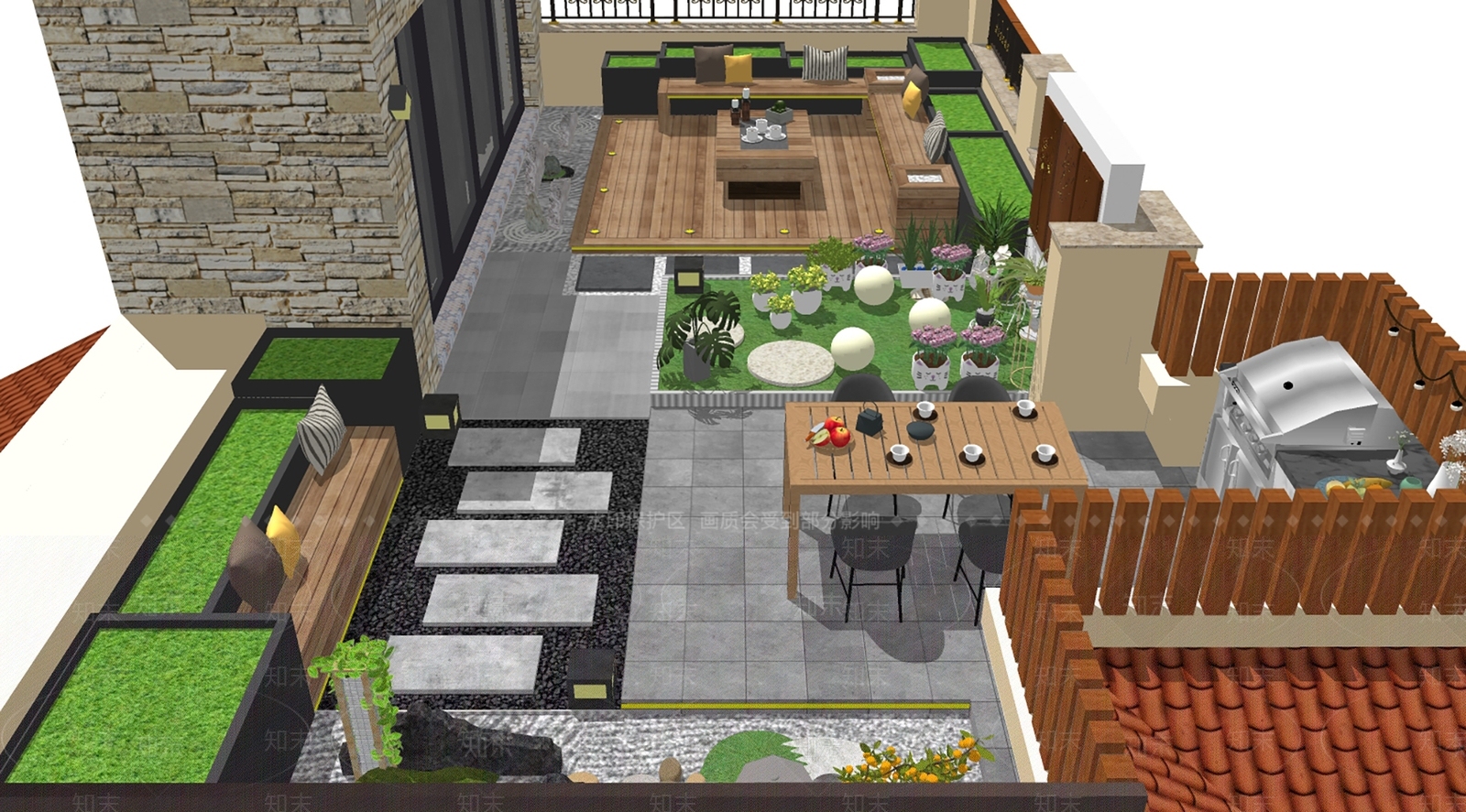 现代屋顶花园SU模型下载【ID:1143754424】