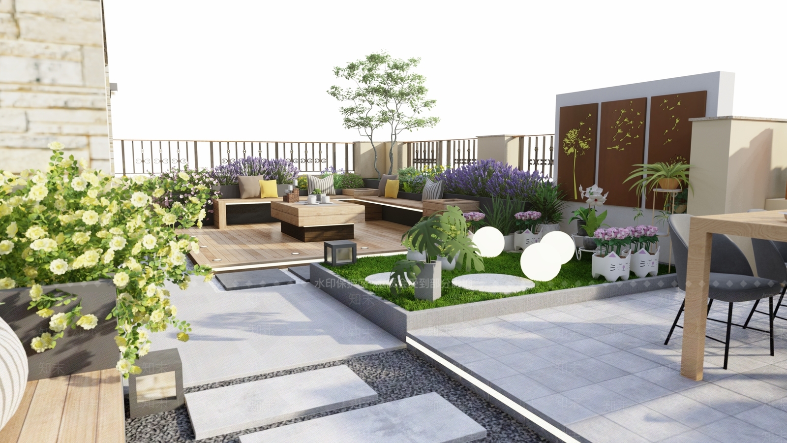 现代屋顶花园SU模型下载【ID:1143754424】