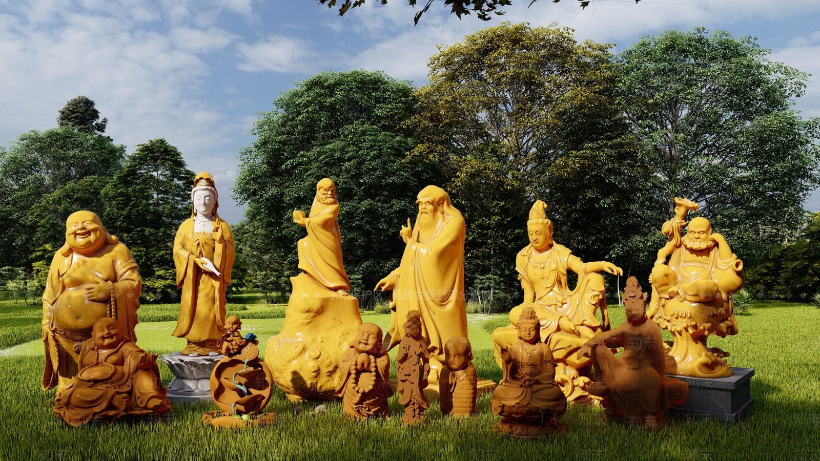 中式佛家雕塑小品SU模型下载【ID:1143762795】