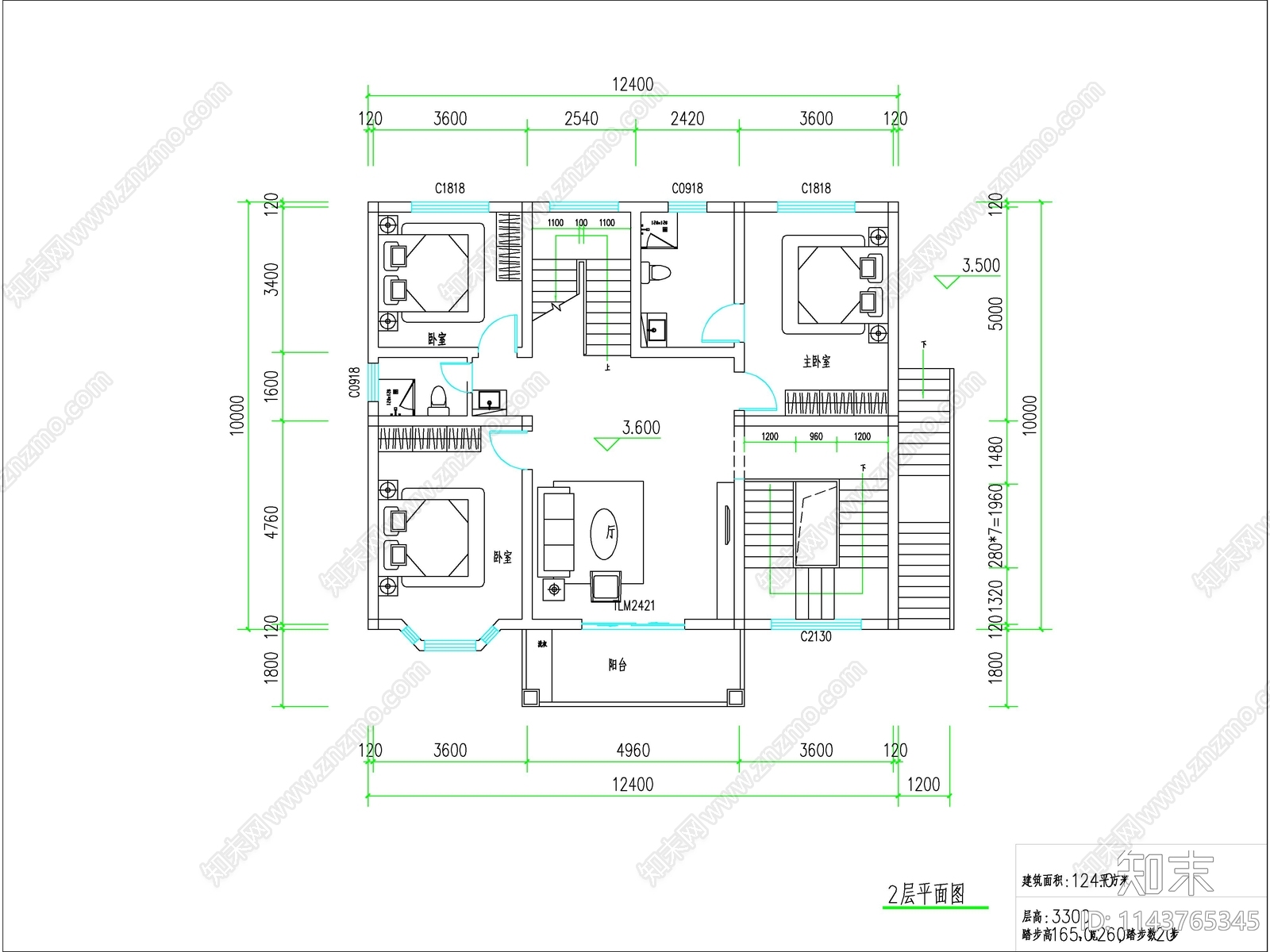 欧式三层独栋别墅建筑结构施工图下载【ID:1143765345】