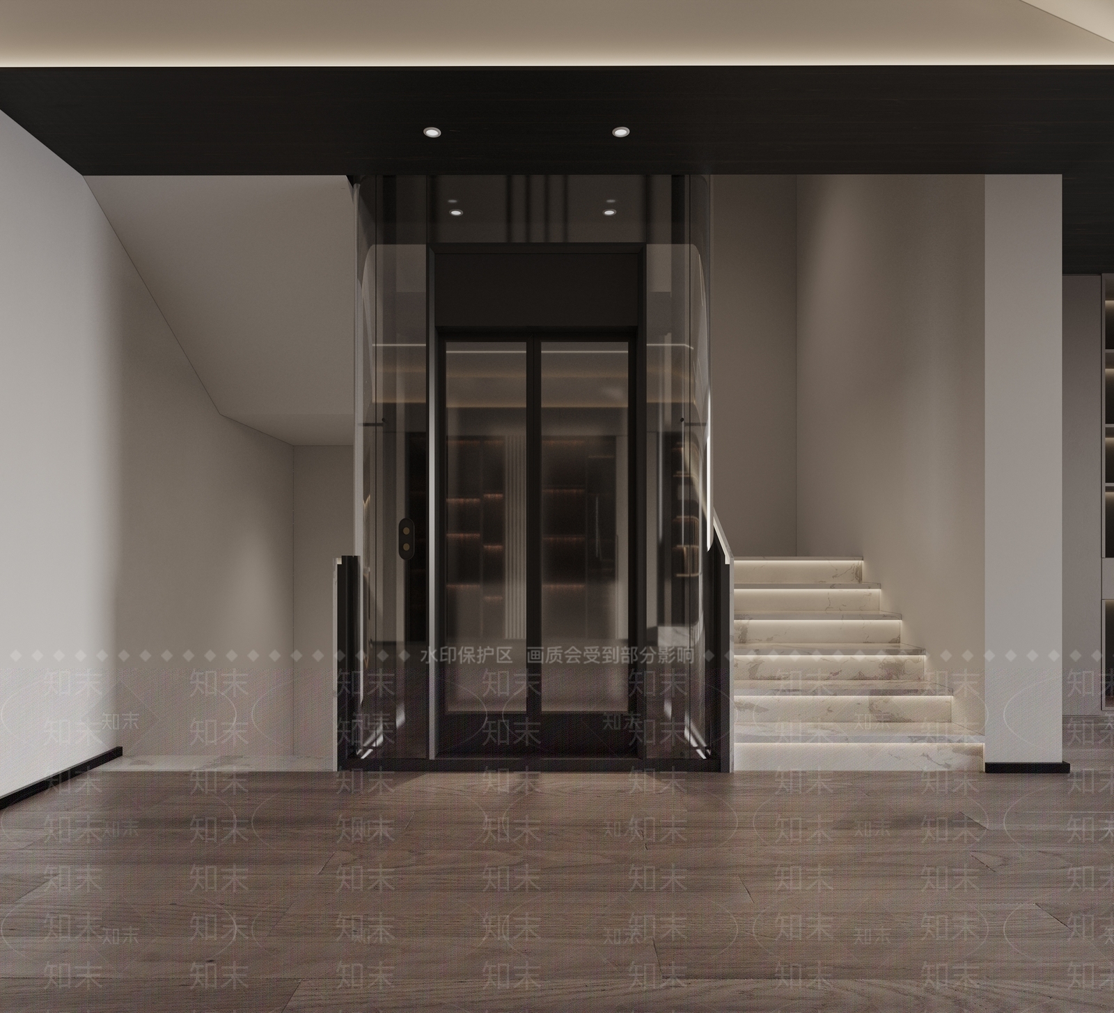 现代别墅玻璃电梯间3D模型下载【ID:1143770923】