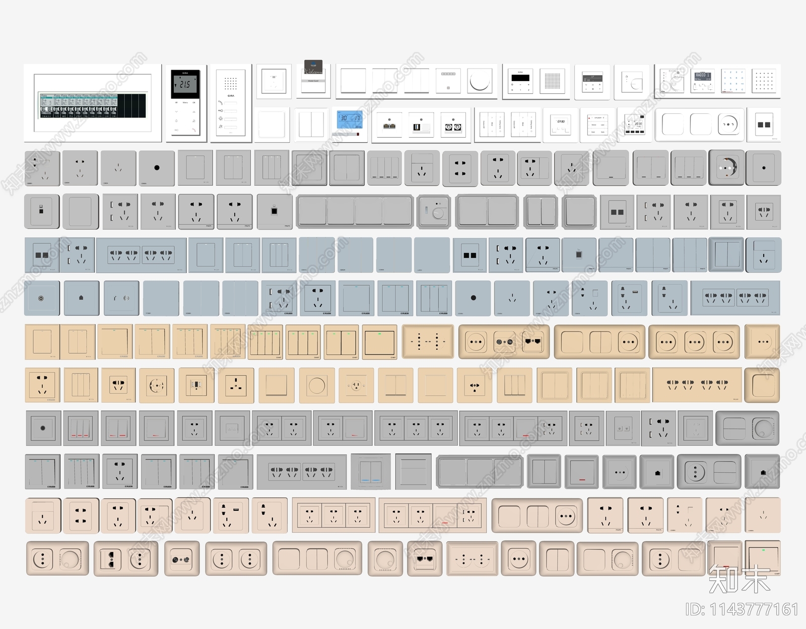 现代开关插座SU模型下载【ID:1143777161】