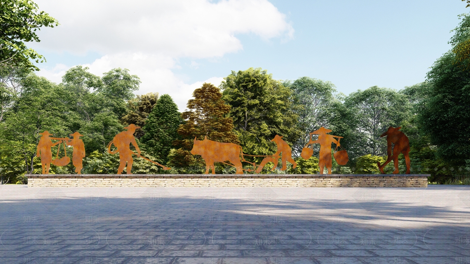 现代农耕文化雕塑景观小品SU模型下载【ID:1143777200】