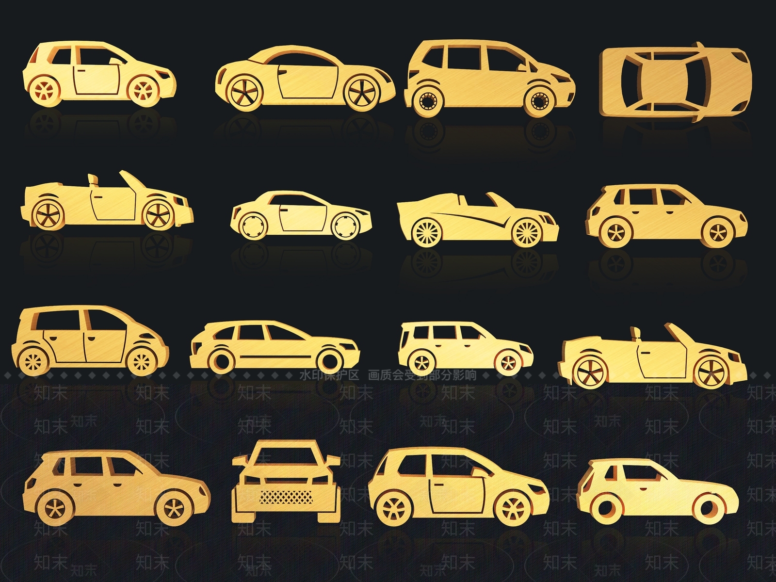 现代卡通汽车剪影墙饰挂件3D模型下载【ID:1143777399】