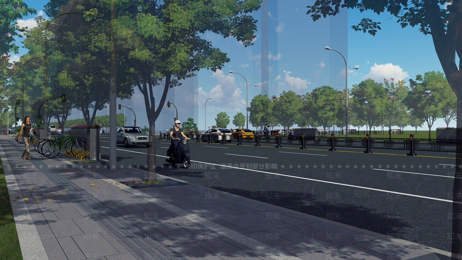 现代市政十字路口SU模型下载【ID:1143777432】