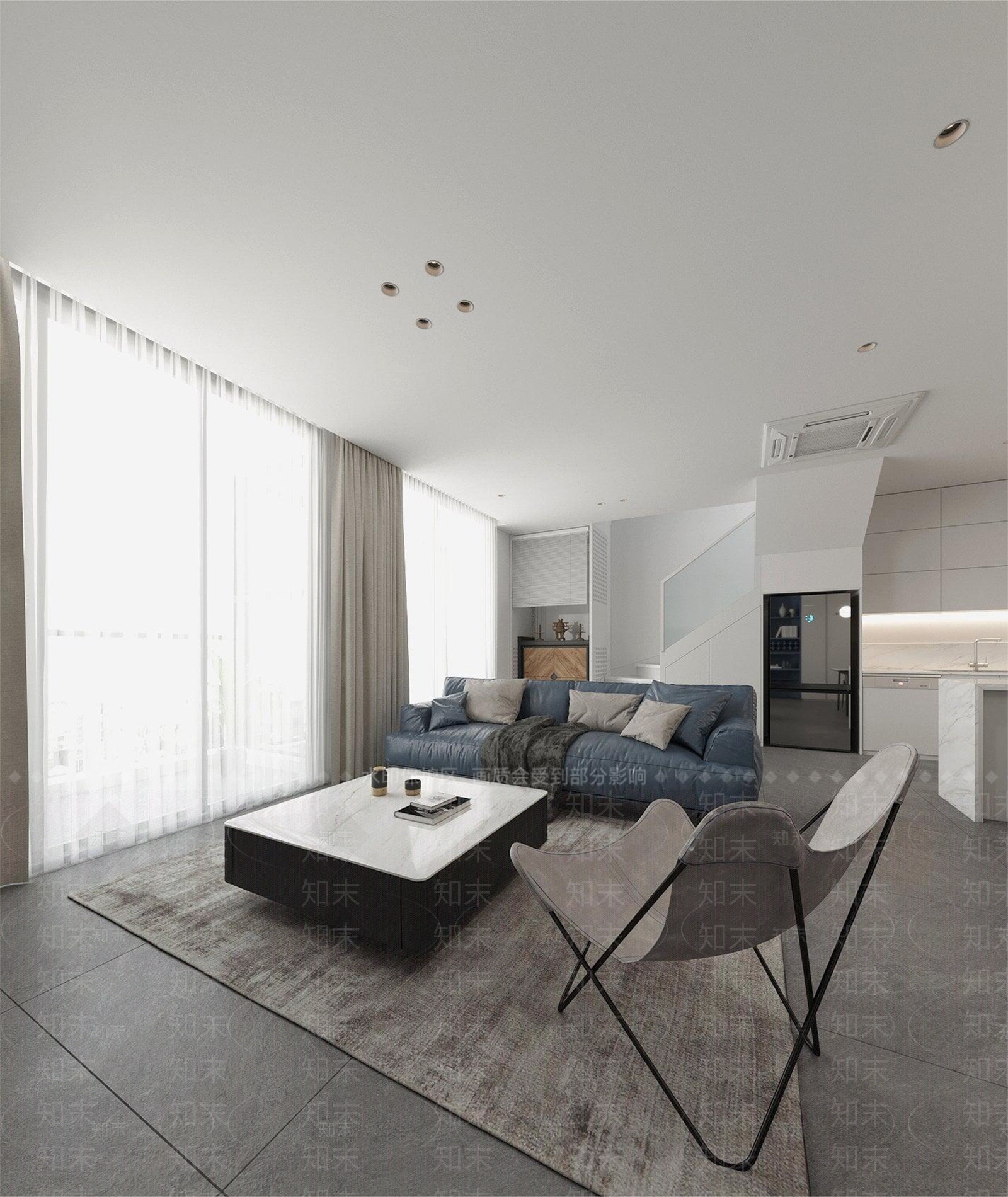 现代loft客餐厅3D模型下载【ID:1143780727】