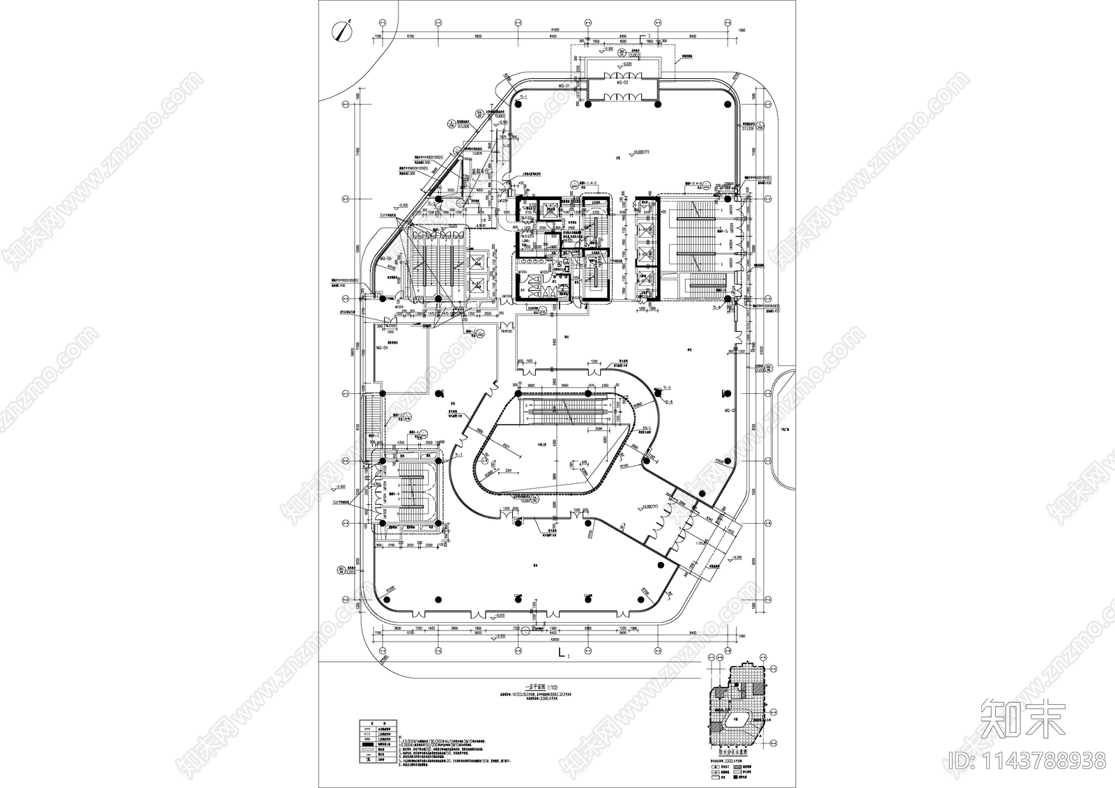 现代多层产业园办公楼建筑cad施工图下载【ID:1143788938】
