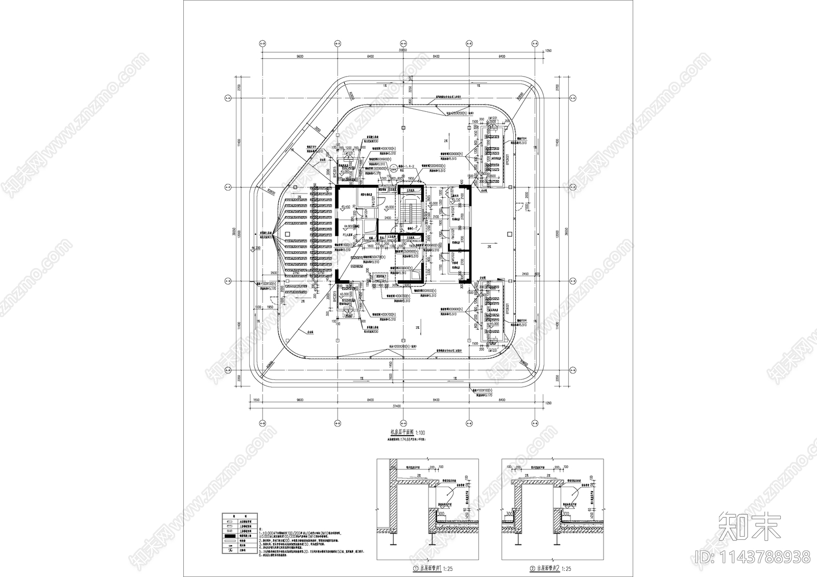 现代多层产业园办公楼建筑cad施工图下载【ID:1143788938】