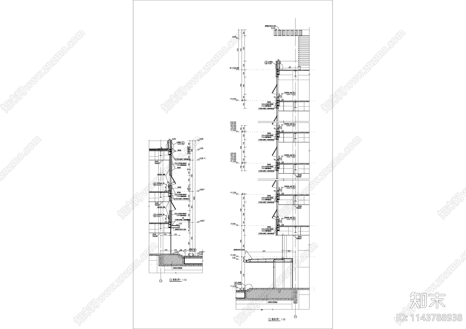 现代多层产业园办公楼建筑cad施工图下载【ID:1143788938】