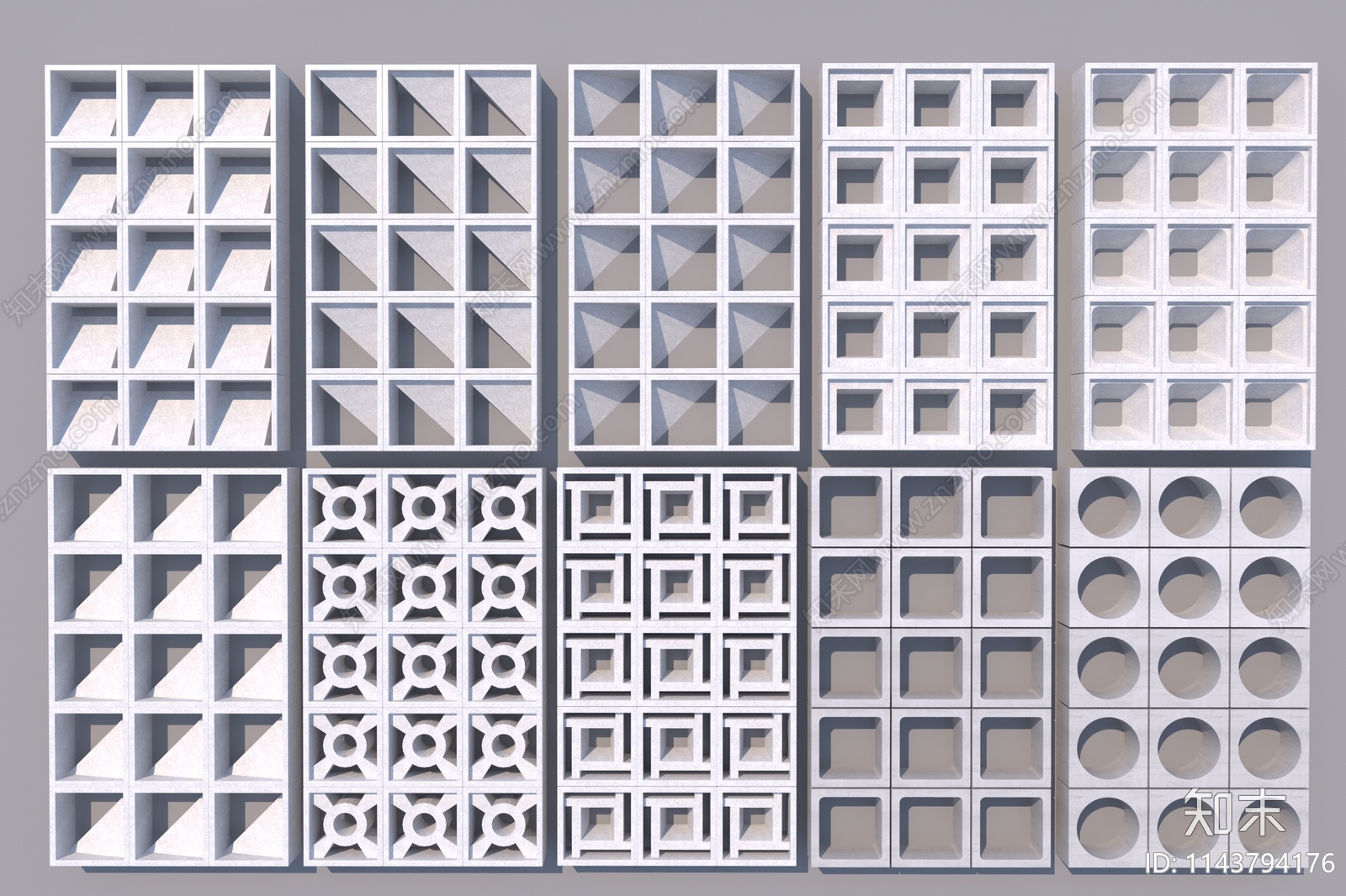 现代预制砖隔断3D模型下载【ID:1143794176】