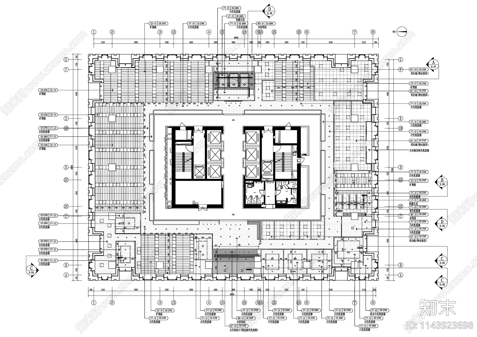 现代办公室室内cad施工图下载【ID:1143923698】