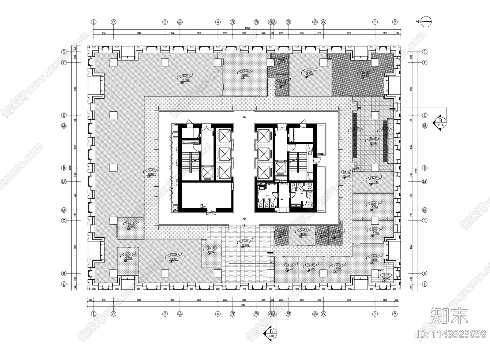 现代办公室室内cad施工图下载【ID:1143923698】