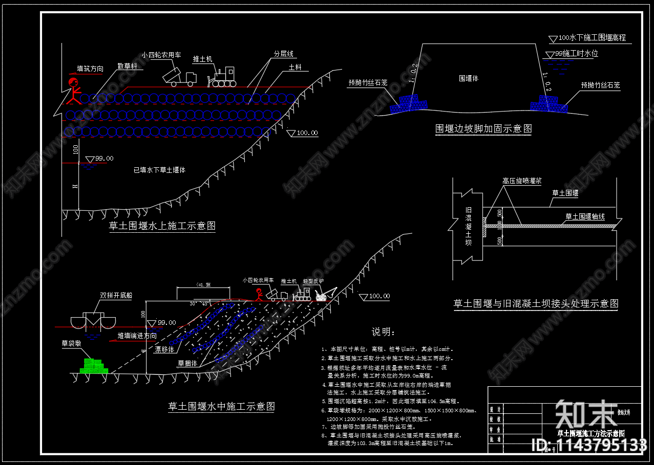 水电站导流围堰结构布置施工图下载【ID:1143795133】