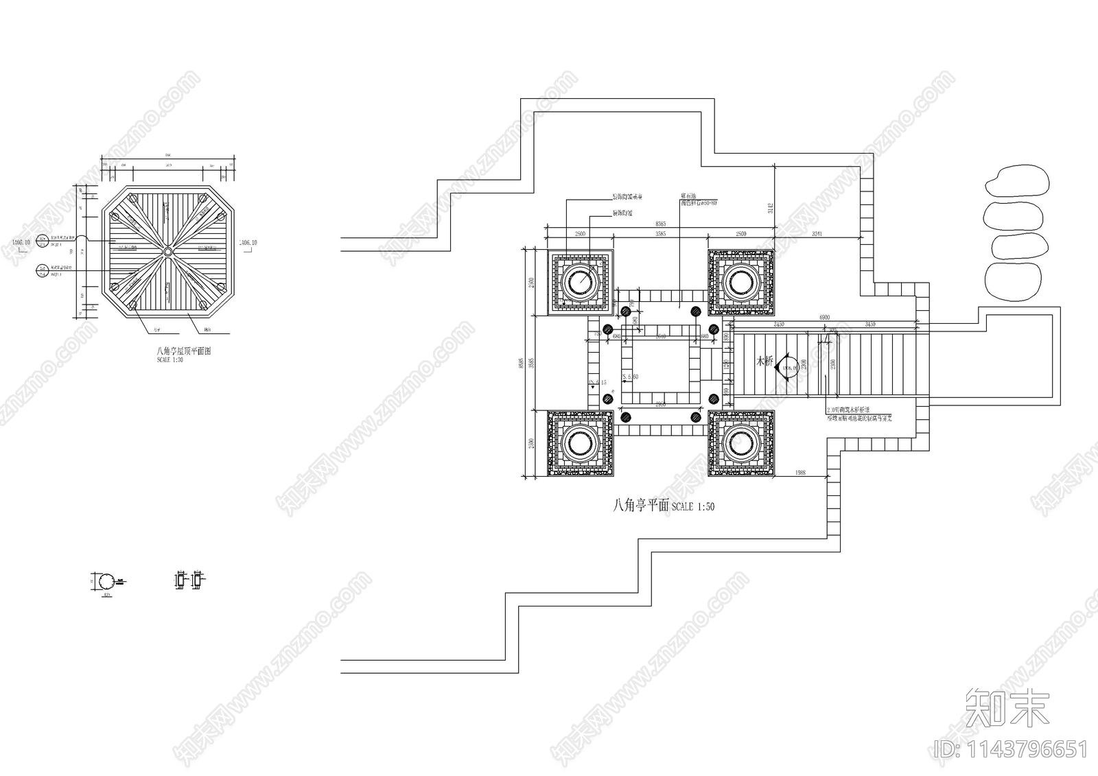 八角亭cad施工图下载【ID:1143796651】