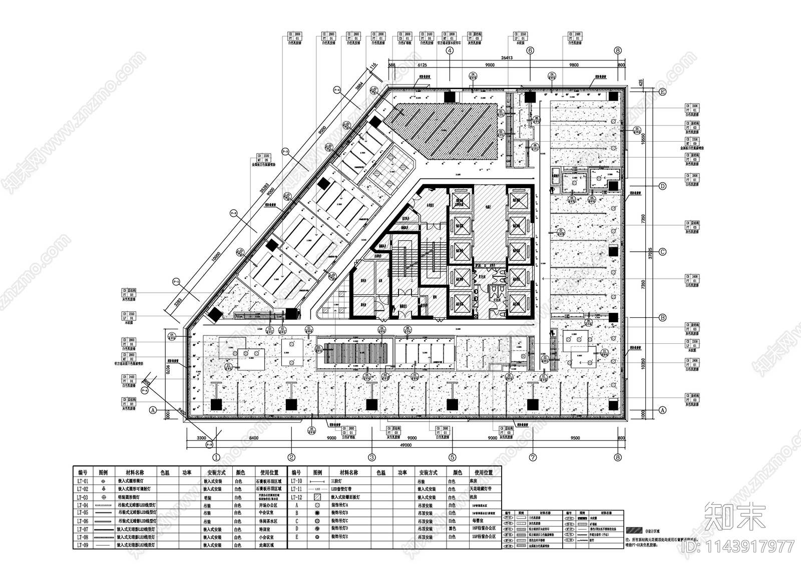 现代办公室室内cad施工图下载【ID:1143917977】