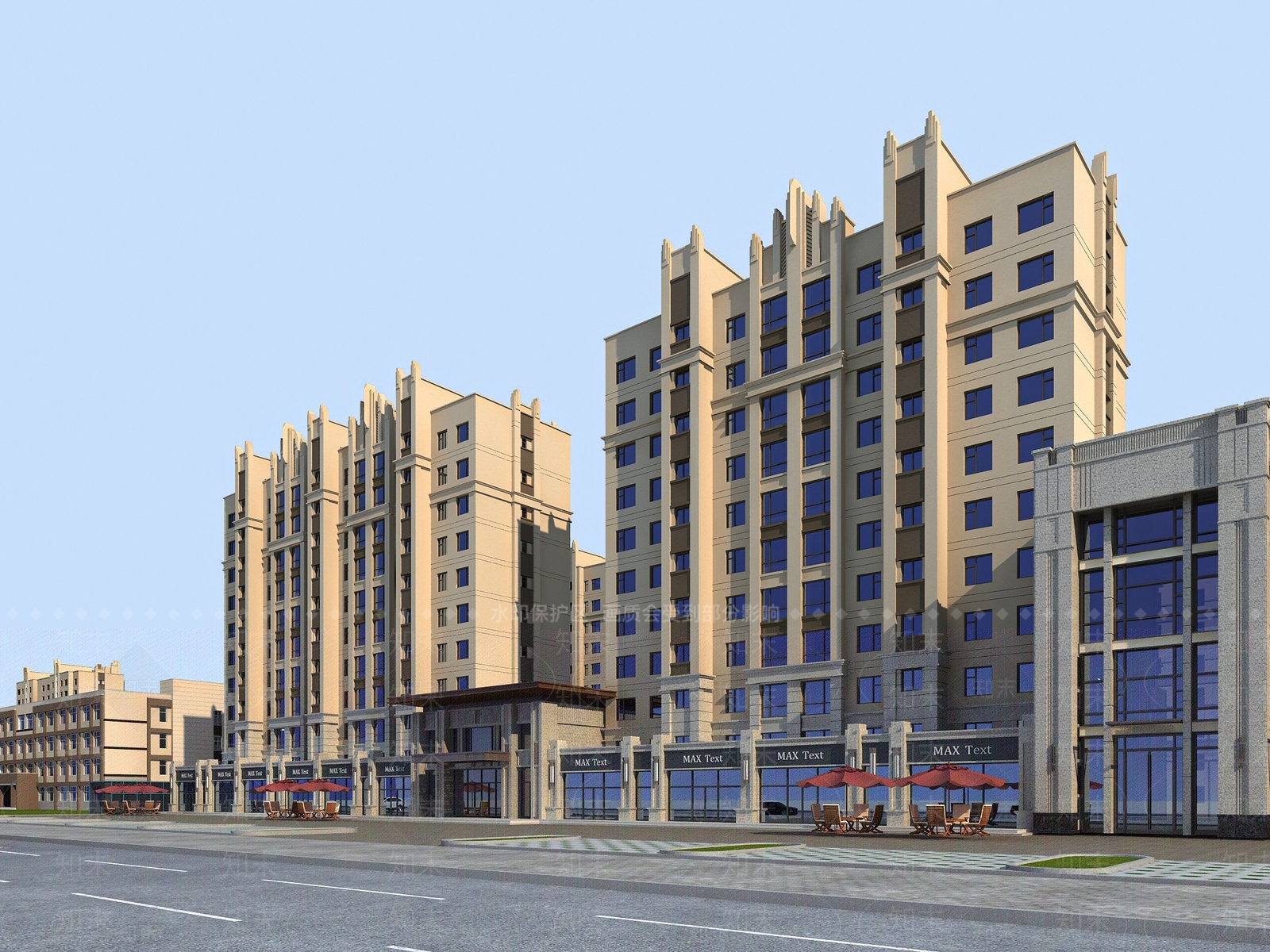 多层商住楼街景3D模型下载【ID:1143797827】