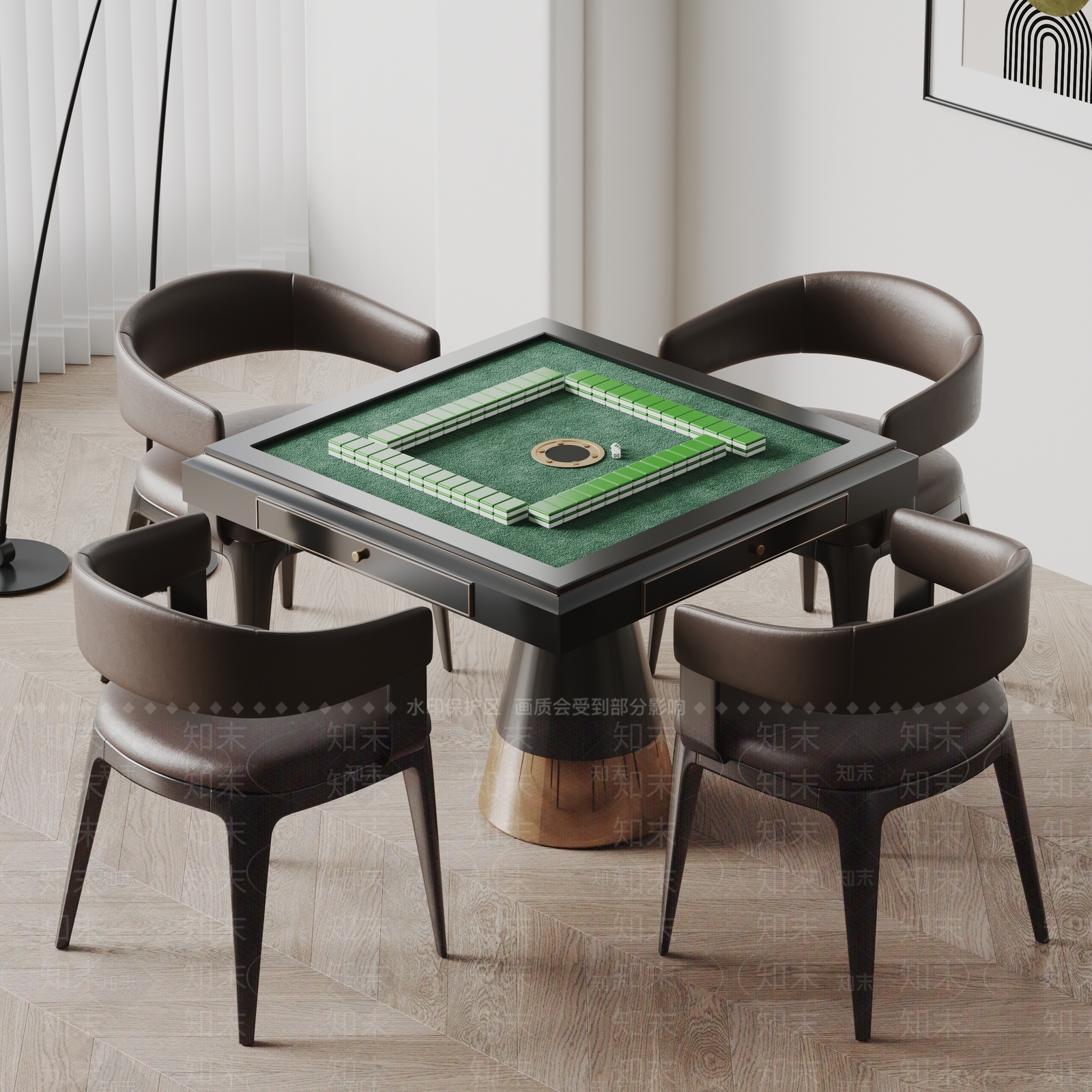 现代麻将桌椅3D模型下载【ID:1143802941】