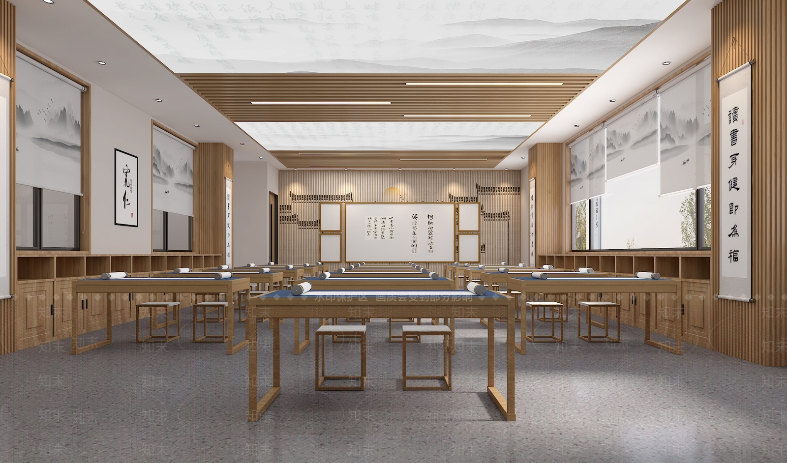 书法教室3D模型下载【ID:1143810368】
