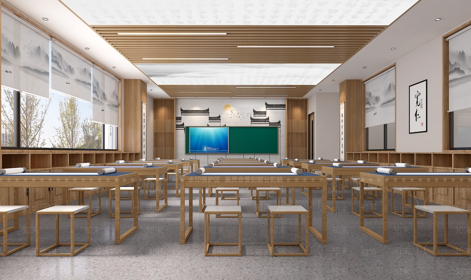 书法教室3D模型下载【ID:1143810368】