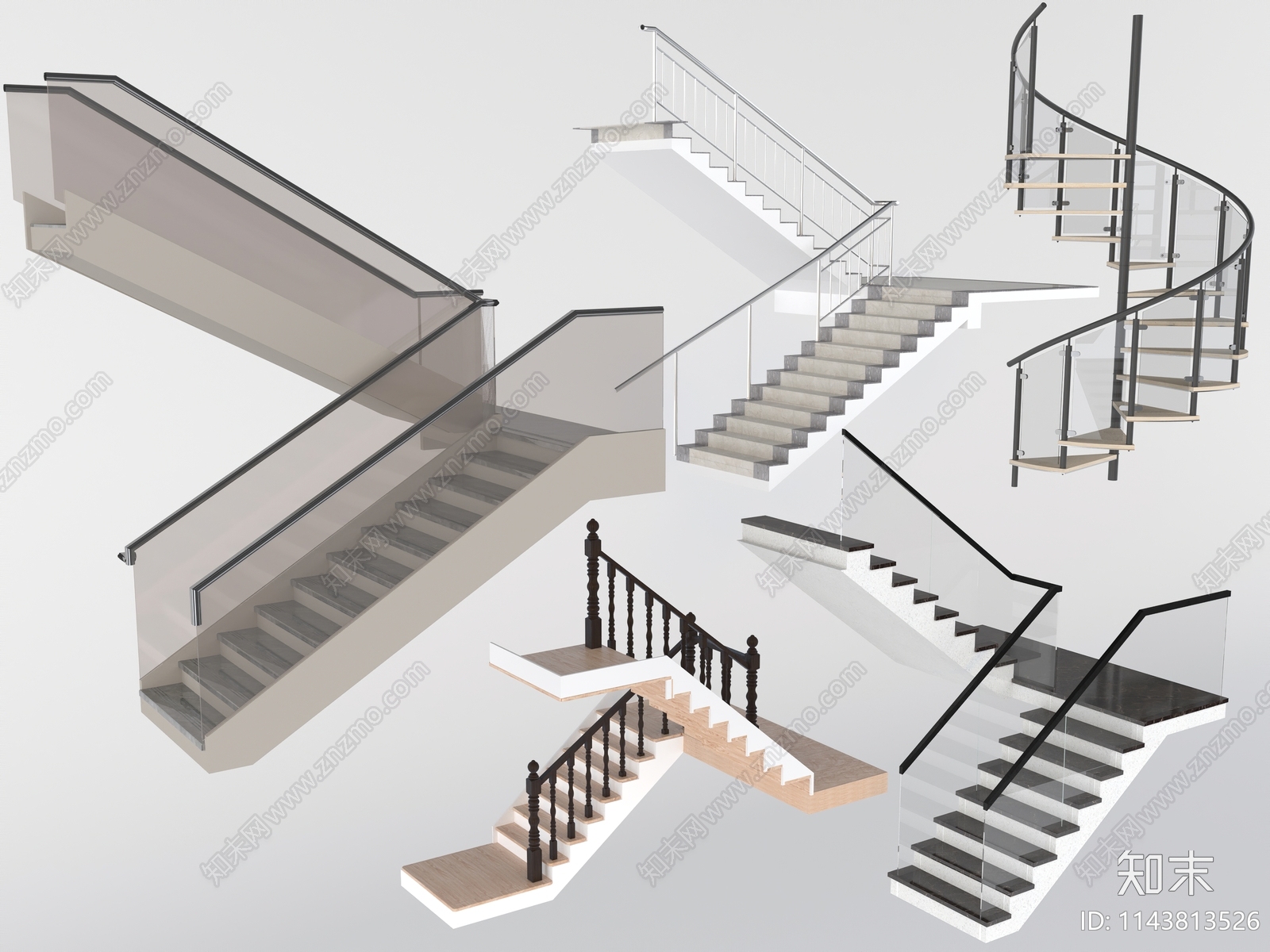 扶手楼梯3D模型下载【ID:1143813526】