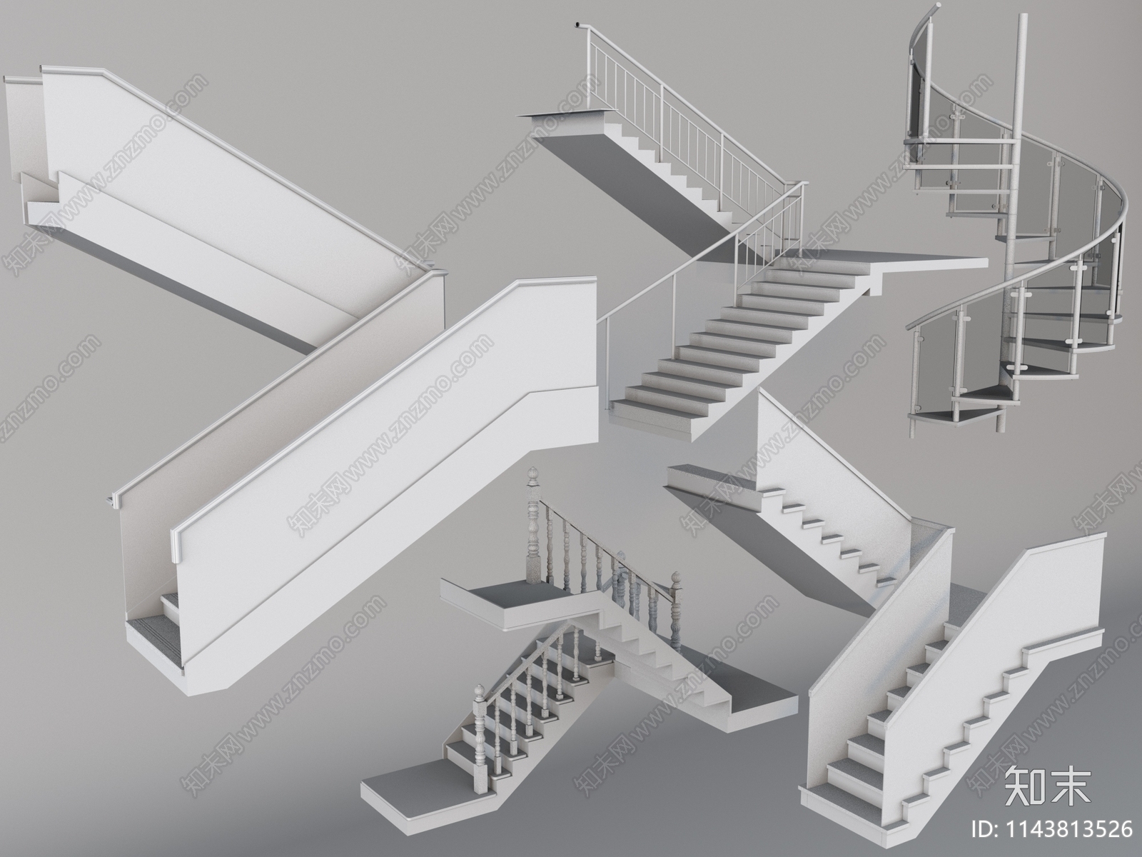 扶手楼梯3D模型下载【ID:1143813526】