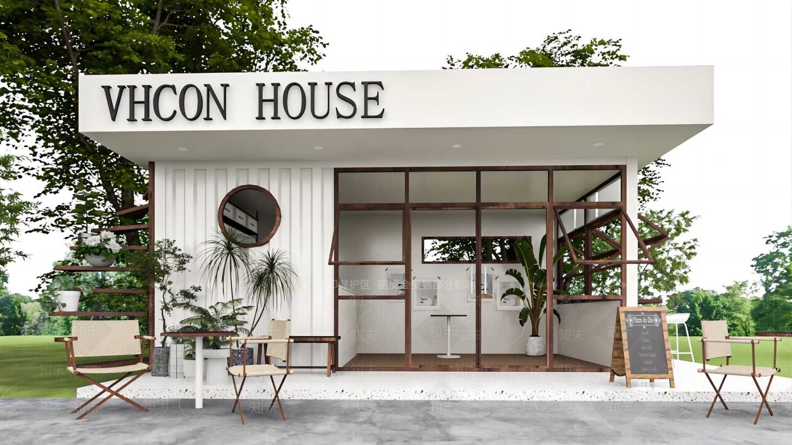 现代集装箱奶茶咖啡店门头门面SU模型下载【ID:1143819842】