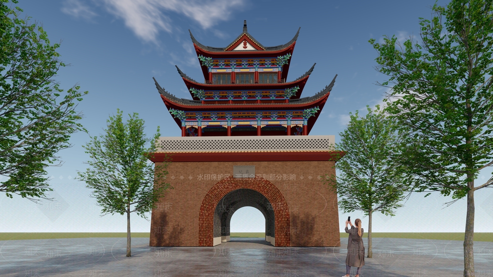 中式古建筑SU模型下载【ID:1143822338】