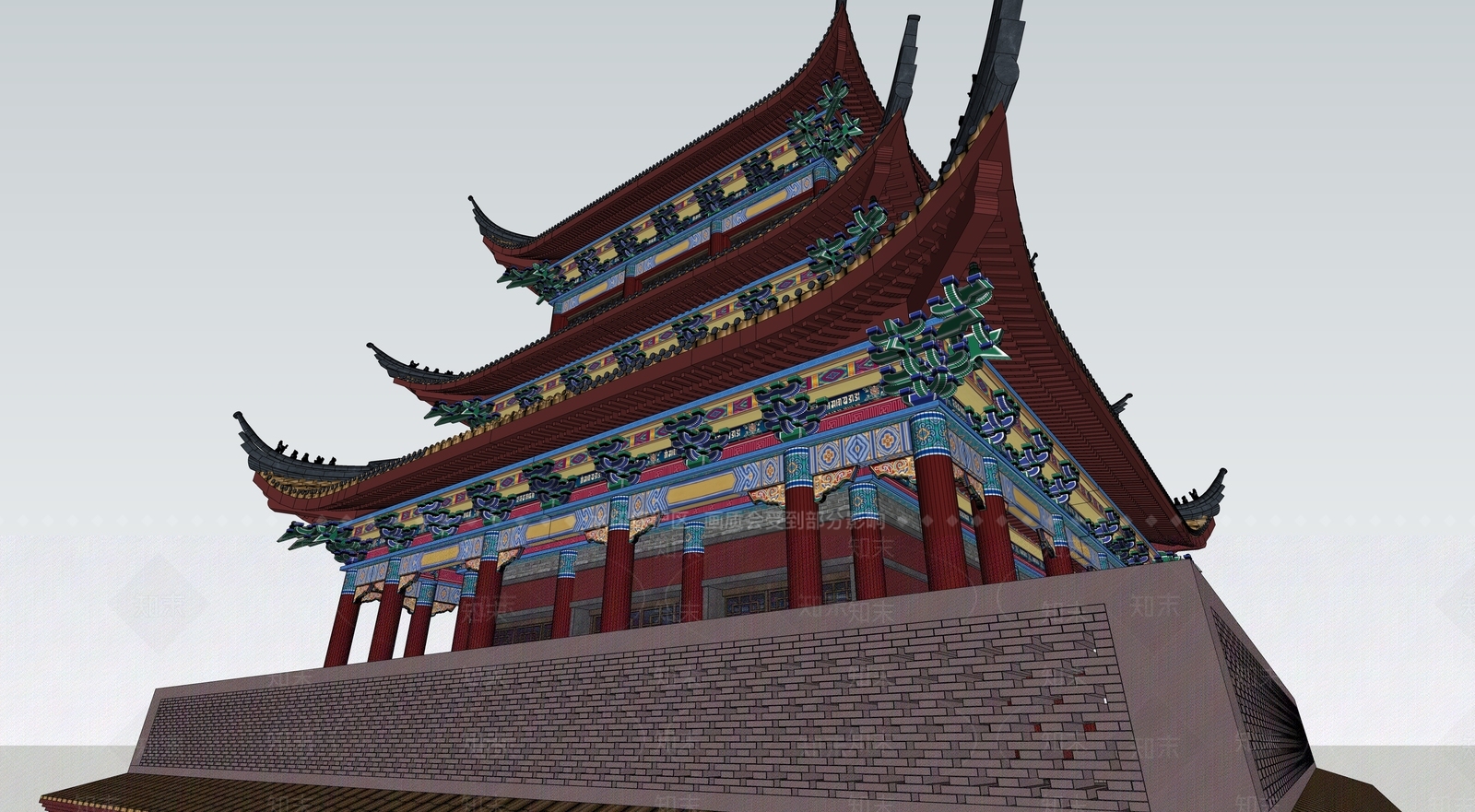 中式古建筑SU模型下载【ID:1143822338】