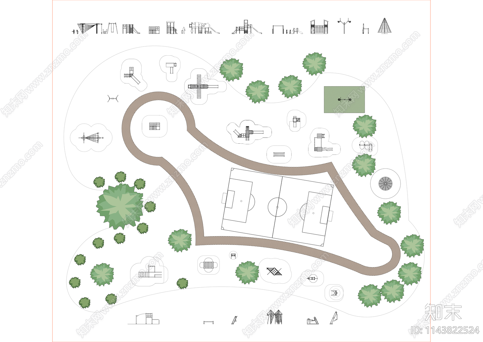 游乐场布局设备cad施工图下载【ID:1143822524】